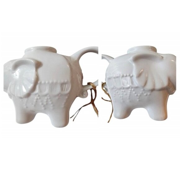 Porcelain Elephant Trunk Up Teapot with Lid - Picture 3 of 10